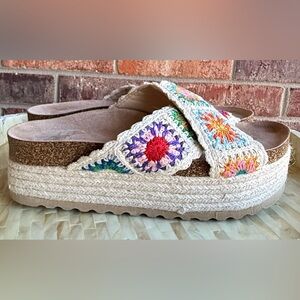Dirty Laundry Boho Crochet Slide Sandals - Multicolor Crochet Upper